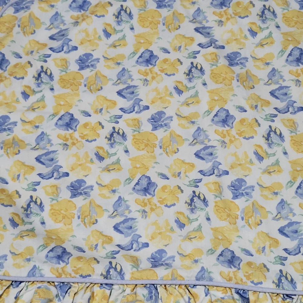 Laura Ashley Charlotte confetti yellow blue ruffled border pillow sham standard - Picture 3 of 12